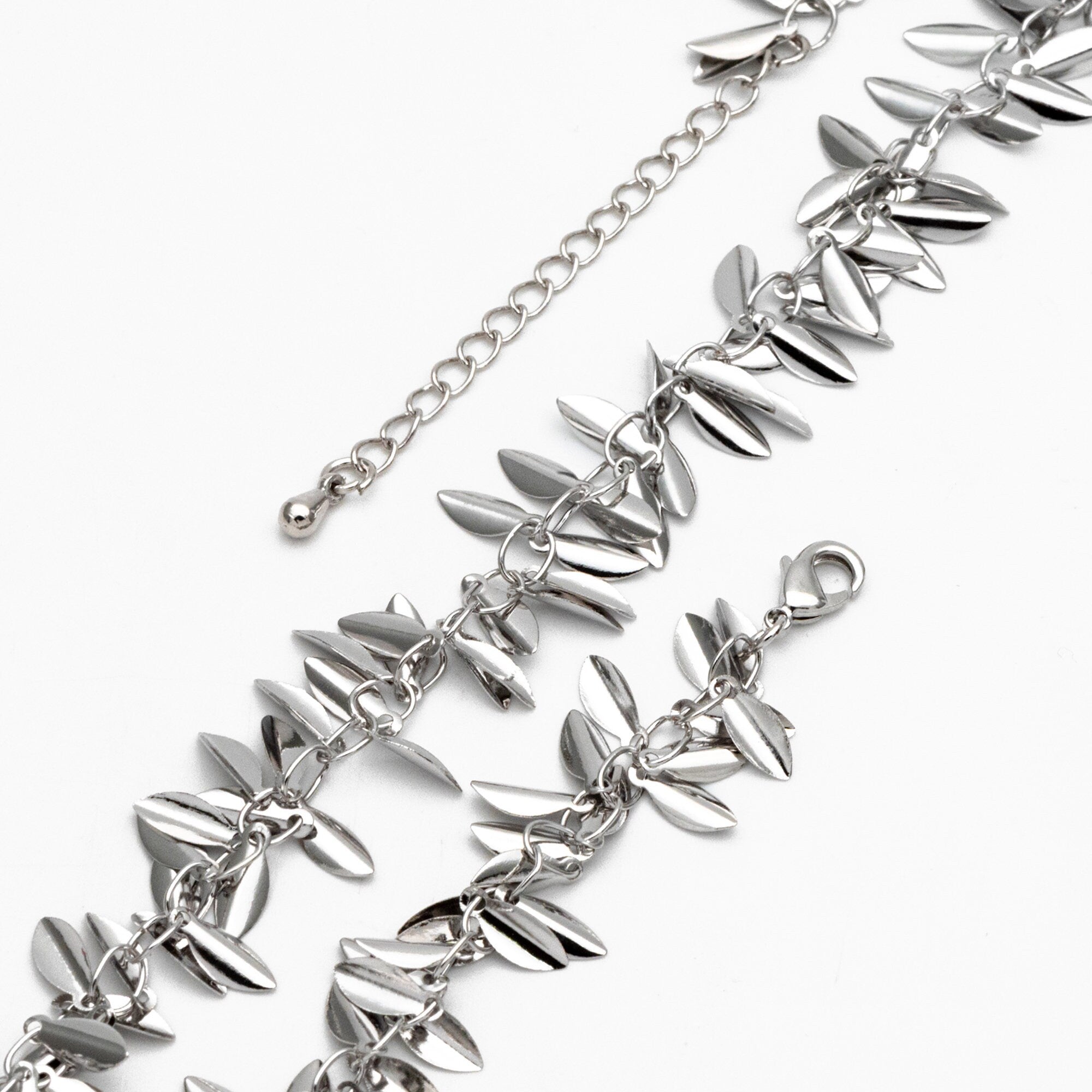 Gold/ Sliver Tone Leaf Chain, Finished Bracelet/ Anklet/ Necklace with Extender Chain, Ready to Wear (#LK-197)
